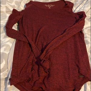 Hollister red cold shoulder sweater